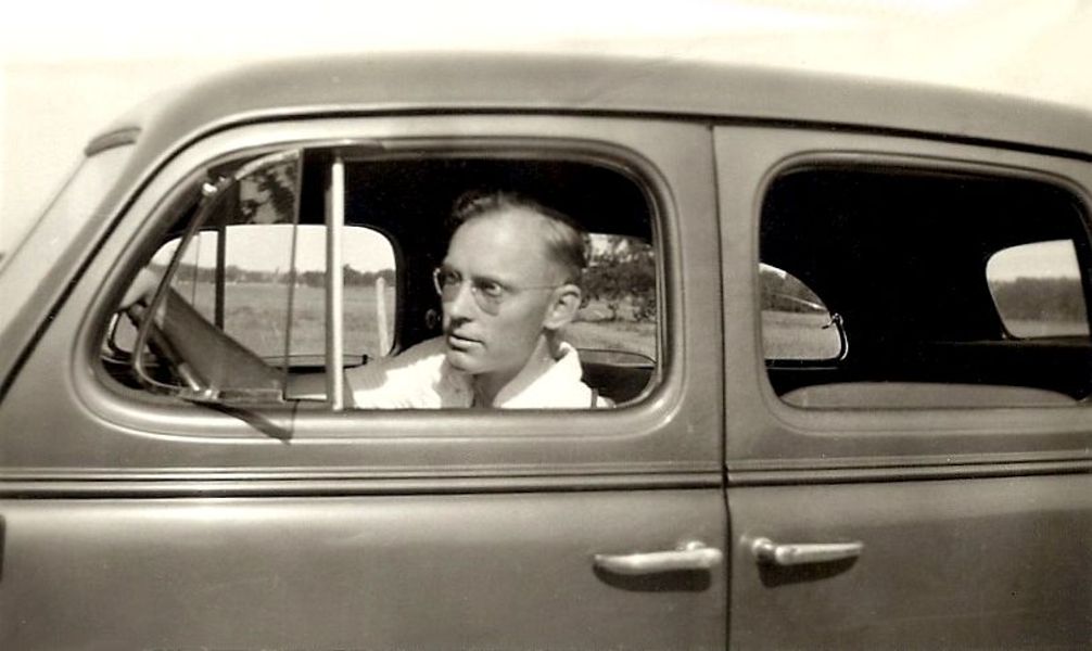 Rudi in his car, 1937